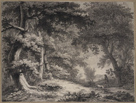 W 026
<br/>
Bosgezicht met jager
<br/>
<em>Brandhoff, Johan Bernard (1738 - 1803)</em>